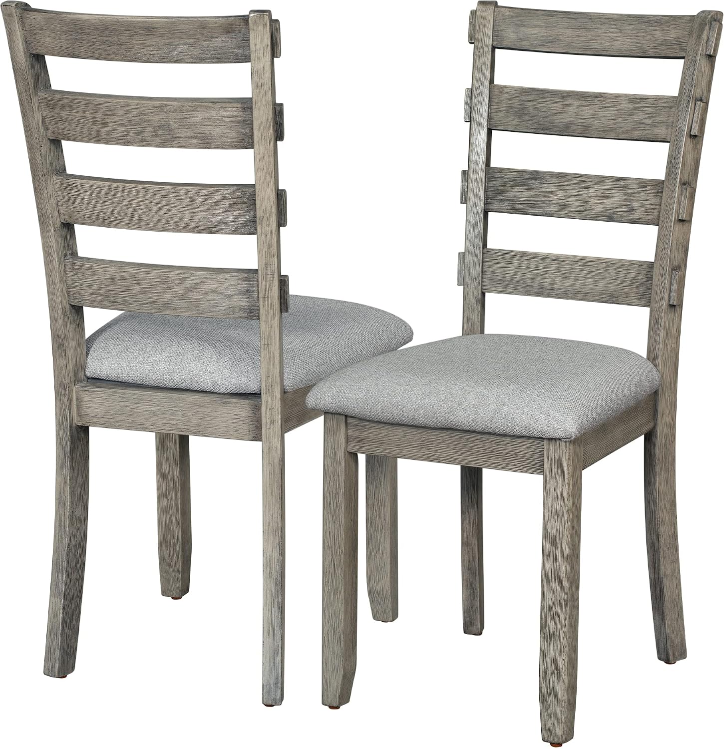 Solid Wood 6-Piece Dining Room Table Set with Beautiful Wood Grain Pattern Tabletop, Rustic Style Kitchen Dining Table Set with 4 Padded Ergonomic Chairs & a Bench (Gray-Grain)