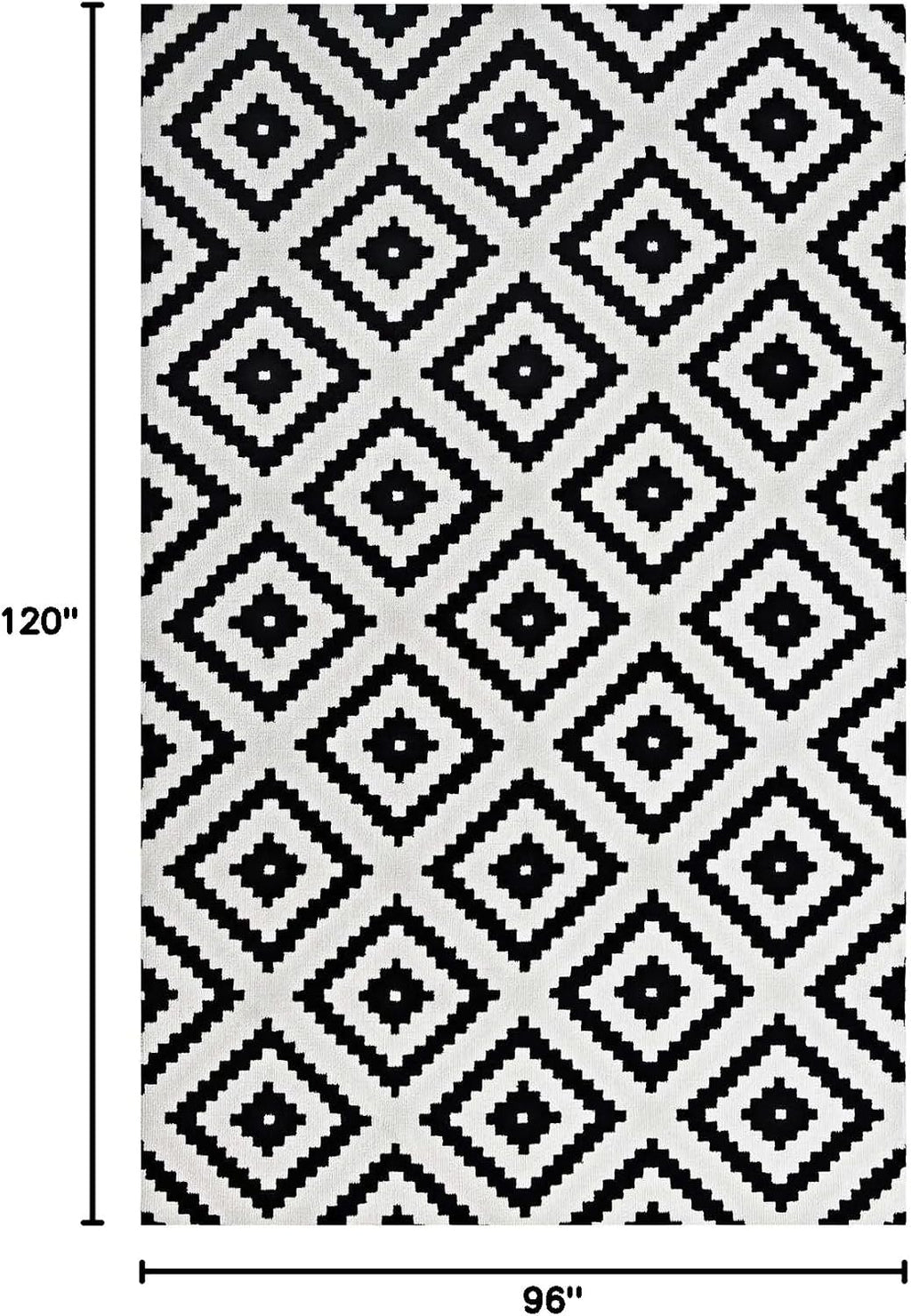 Modern Contemporary Urban Living Lounge Room Area Rug Runner Floor Carpet, Fabric, Multi White Black