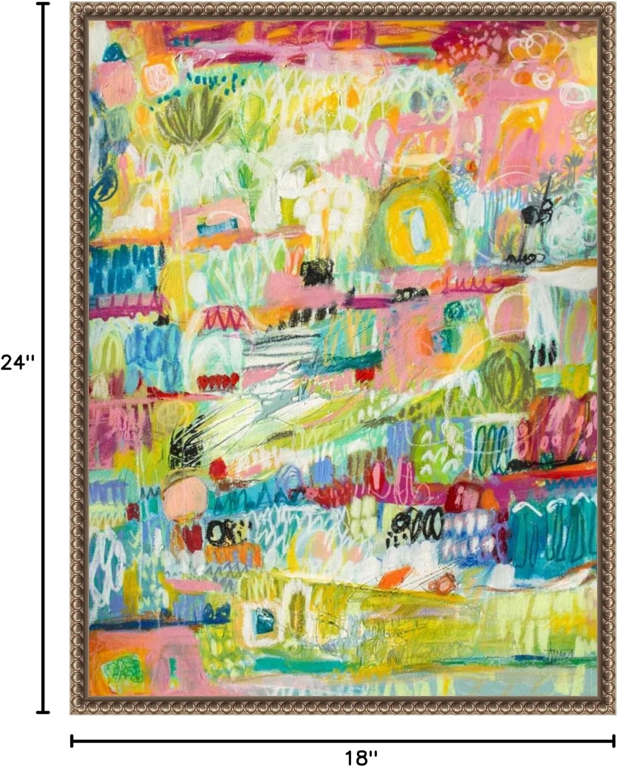 Amanti Art Framed Canvas Wall Art 24x18 Boho Garden II by Karen Fields, Framed Wall Art Canvas, Abstract Artwork, Traditional Decor, Medium Poster Painting for Living Room, Bedroom, Bathroom, Kitchen