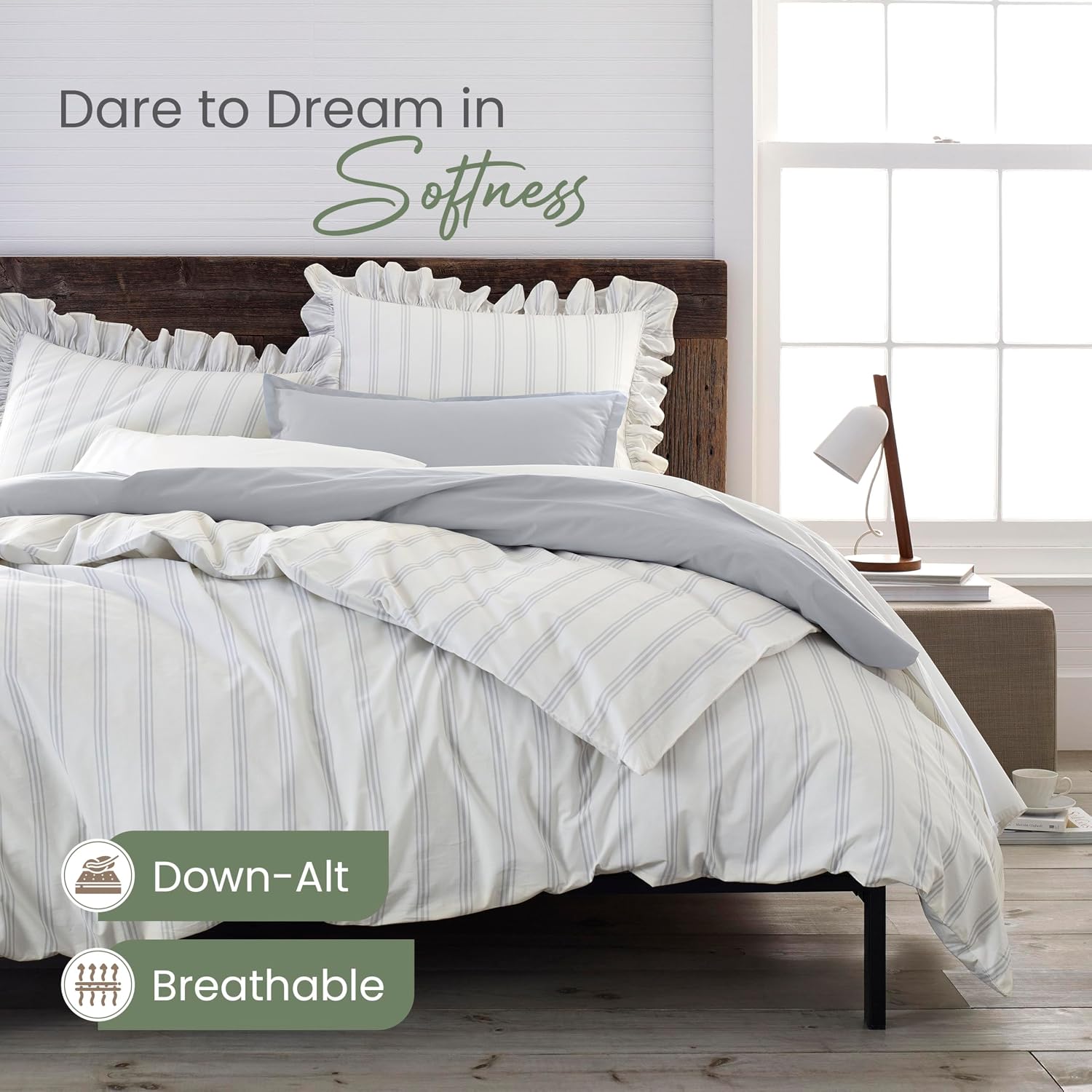 Martex EcoPure Comfort Wash 3-Piece Print Full/Queen Comforter Set – 100% Organic Cotton - All-Season - Breathable & Lightweight – Easy Care - Brooke