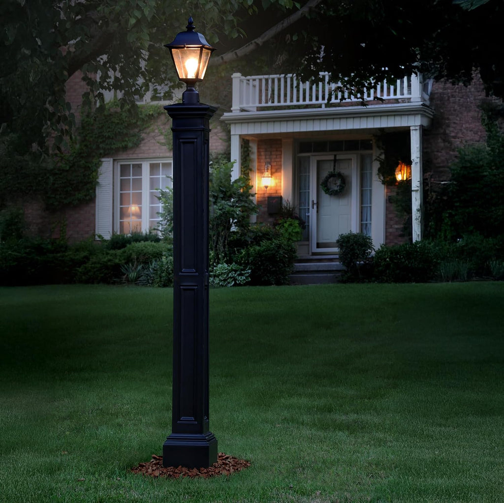 Mayne Liberty Heavy Duty Outdoor Lamp Post with Mount - Easy Install for Porch & Patio Lights, Weather & Fade Resistant, Shock Resistant, Long Lasting Outdoor Lighting Fixtures, Black