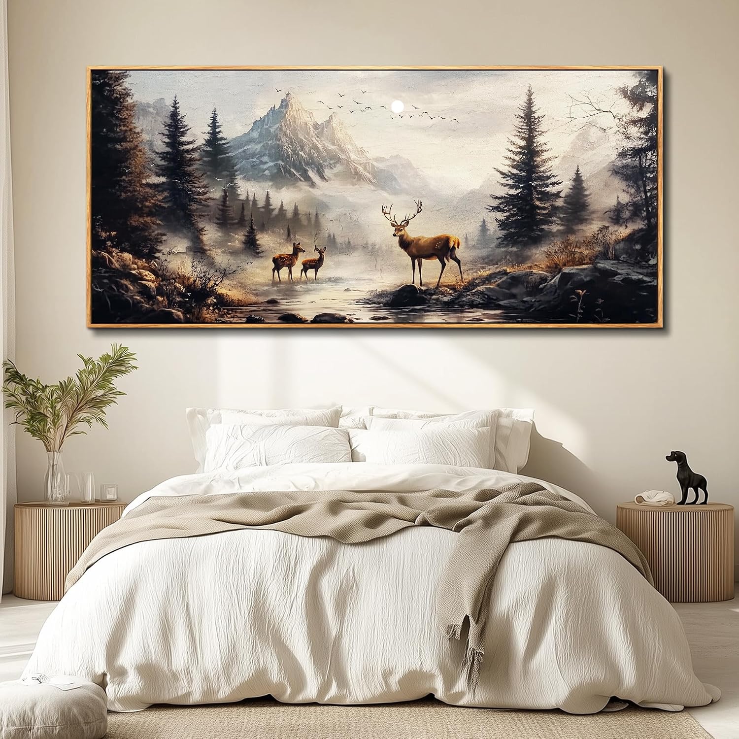 KELIYUAN Large Canva Landscape Painting Of Elk Mountain Pictures Wall Decor For Living Room Wall Art For Bedroom Office Mural Modern Restaurant Room Home Decorations Aesthetics Wood Framed 32x72 In