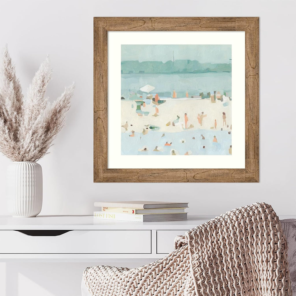 Amanti Art Framed Wall Art Print 24x24 Sea Glass Sandbar I by Emma Scarvey, Abstract Wall Art, Coastal Decor, Medium Poster Painting Artwork for Living Room, Bedroom, Bathroom, Kitchen, Office or