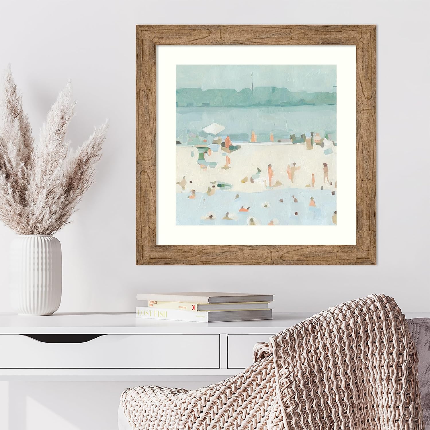 Amanti Art Framed Wall Art Print 24x24 Sea Glass Sandbar I by Emma Scarvey, Abstract Wall Art, Coastal Decor, Medium Poster Painting Artwork for Living Room, Bedroom, Bathroom, Kitchen, Office or
