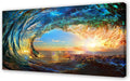 Cao Gen Decor Art S06798 Giant Wave Water Wall Art Canvas Prints 1 Panels Ocean Waves Pictures Paintings with Sunset Blue Seascape Framed for Living Room Bedroom Kicthen Office Artwork