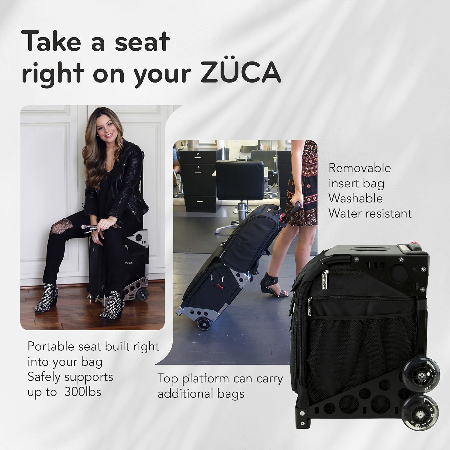 ZUCA Travel Cases for Artists & Professionals - Makeup Case with 4 Vinyl Utility Pouches, Travel Cover, 41' Telescoping Handle, Rolling Wheels & Sturdy Aluminum Frame for Makeup Artists and Creatives