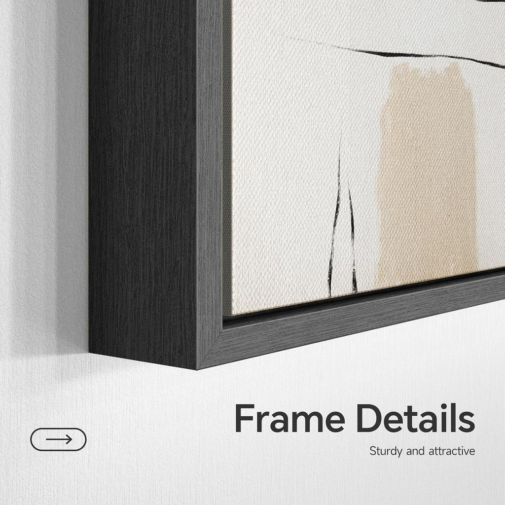 Framed Black and White Abstract Wall Art for Living Room, Large Gold 3 Piece Modern Canvas Prints Artwork for Walls, Black White and Gold Minimalist Paintings for Hallway Office Wall Decor, 24x36 Inch