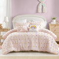 Intelligent Design Callie Girls Full/Queen Comforter Set, Pink 5-Piece Kids Bedding, 100% Cotton Tufted Pom Pom Tufted Jacquard, All Season Down Alternative, Cozy Shabby Chic Bedroom Décor