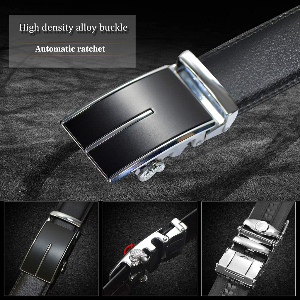Micro-Adjust Slide Ratchet Genuine Leather Belt Men Dress Pants Shirt Executive Gift.