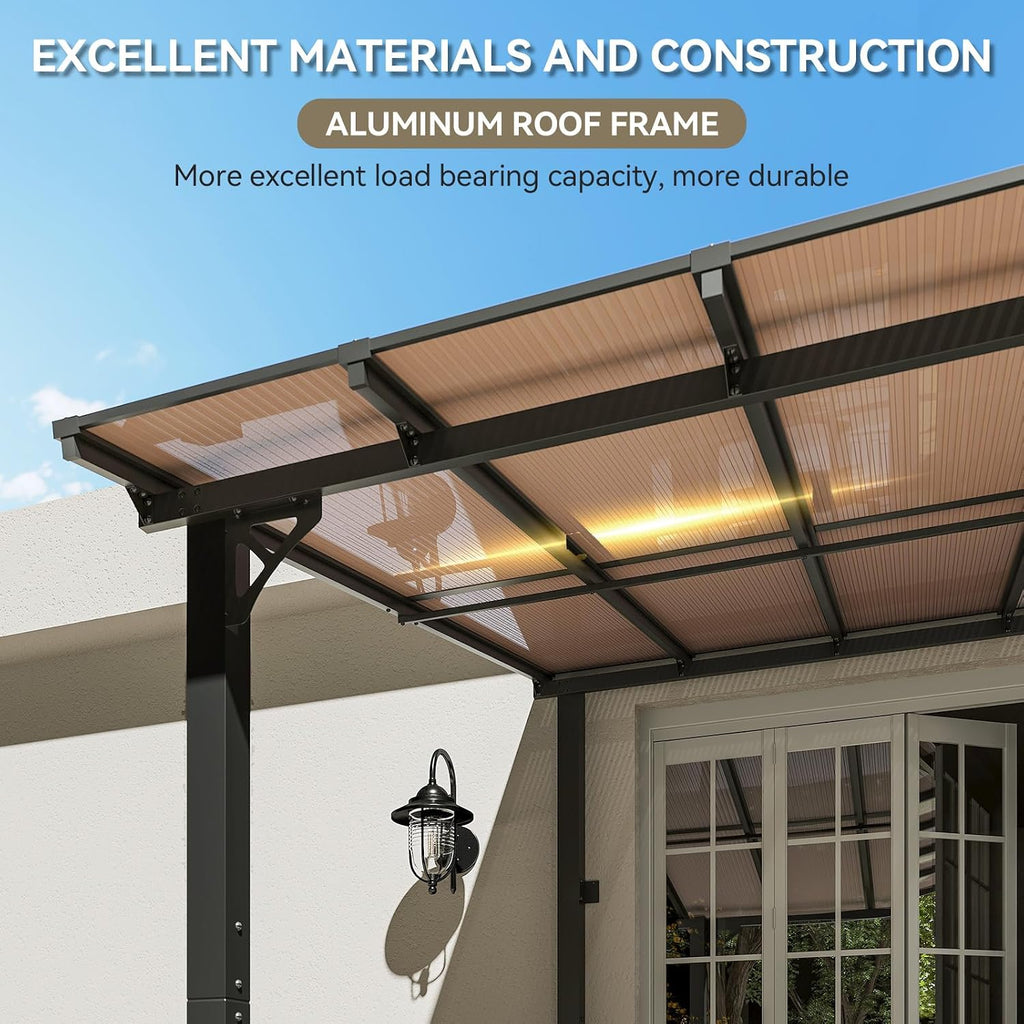 Aoxun 20' x 10' Gazebo for Patio, Gazebo Pergola with Sloped Roof, Large Wall-Mounted Heavy Duty Awnings, for Backyard, Deck, Patio (Black)