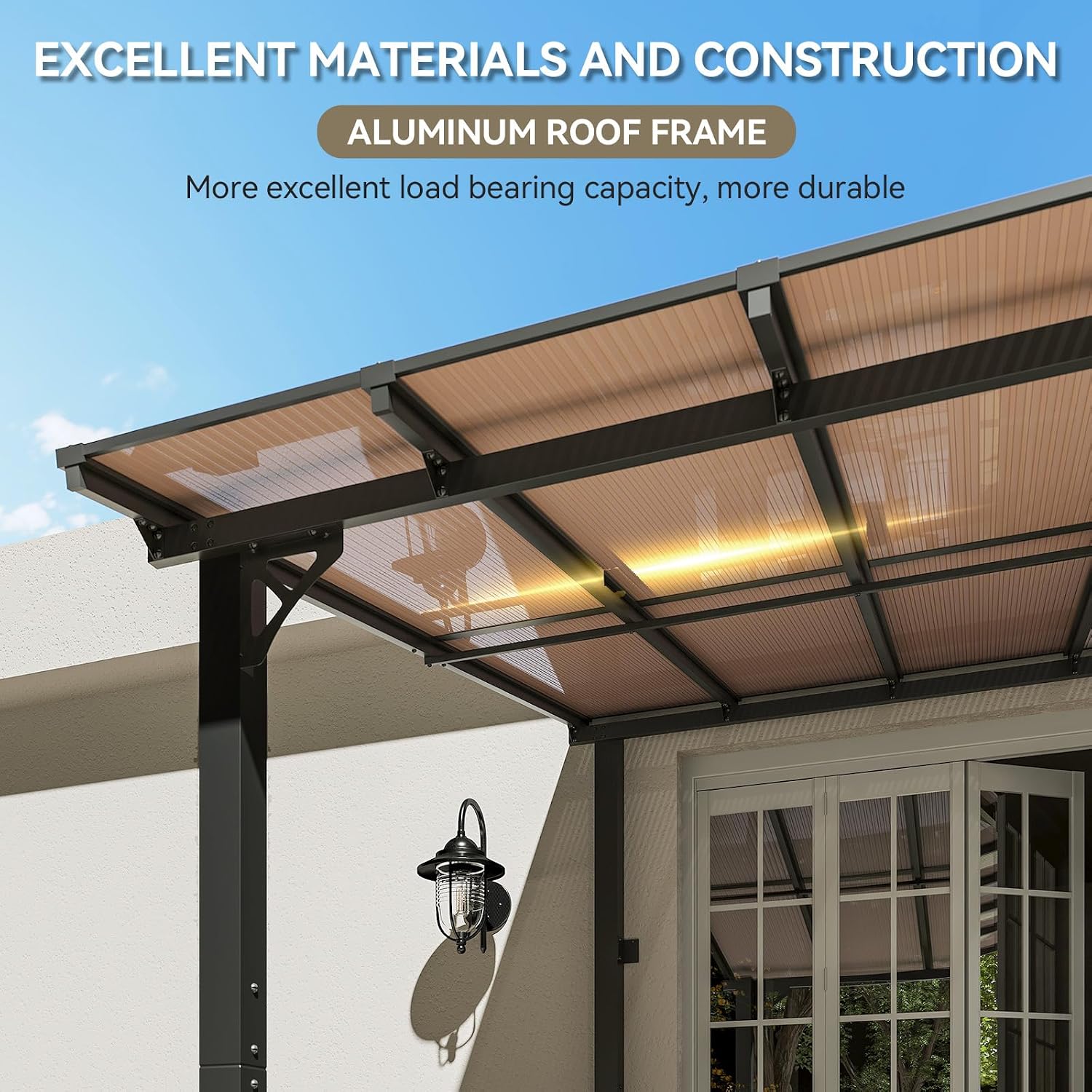 Aoxun 20' x 10' Gazebo for Patio, Gazebo Pergola with Sloped Roof, Large Wall-Mounted Heavy Duty Awnings, for Backyard, Deck, Patio (Black)