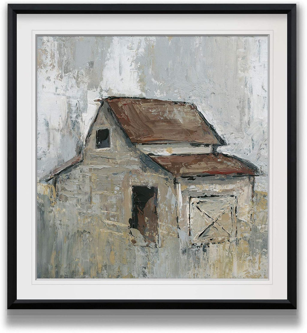 Renditions Gallery Barn at Midday Canvas Prints Contemporary Wall Art Framed Giclee Artwork Barnyard Kitchen Decor Ready to Hang (BF-19795-2727)