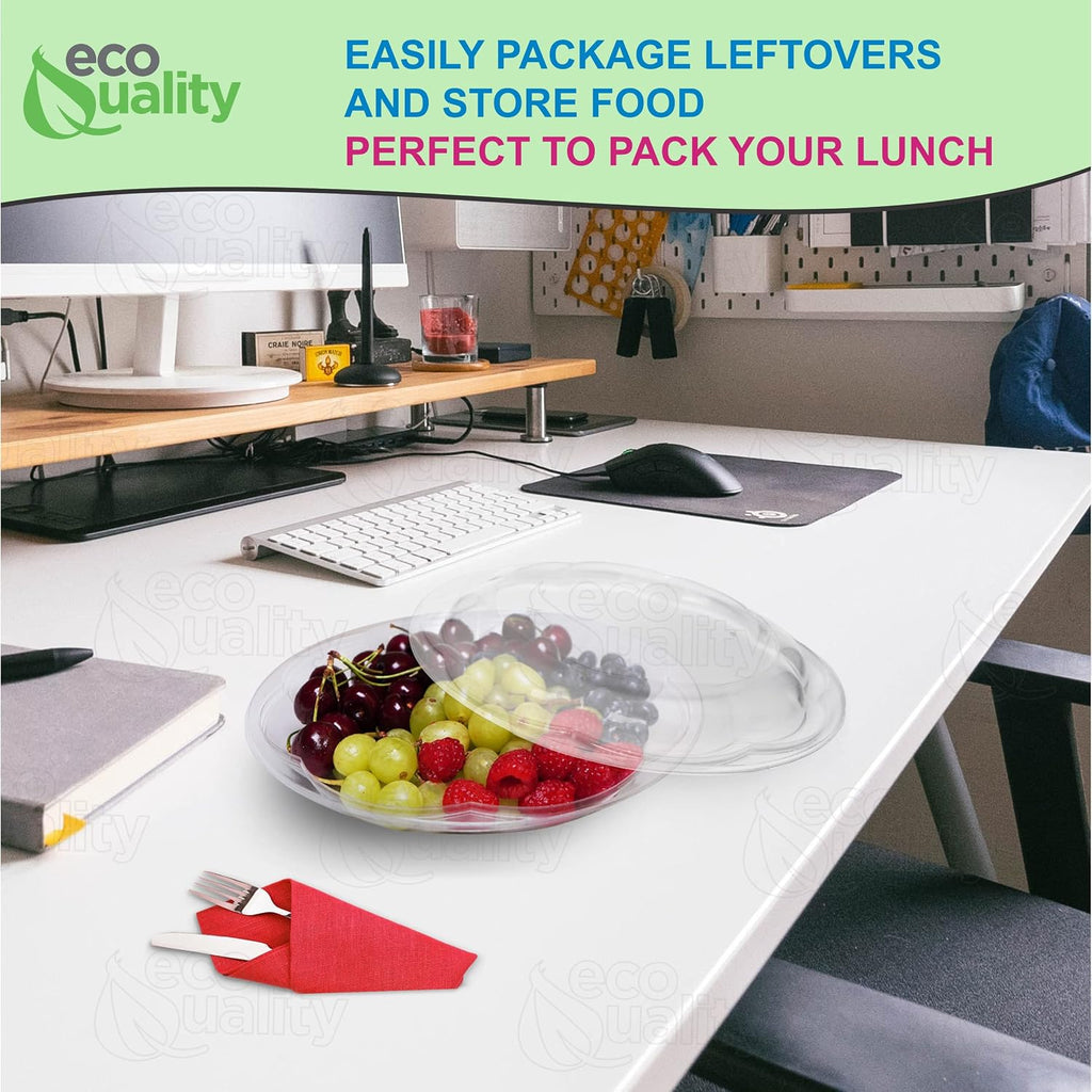 64oz Salad Bowls To-Go with Lids - Crystal Clear Plastic Disposable Wide Salad Containers | Airtight, Lunch, Salads, Parfait, Fruits, Leak Proof, Airtight, Fresh, Meal Prep | Rose Bowl Container (200)