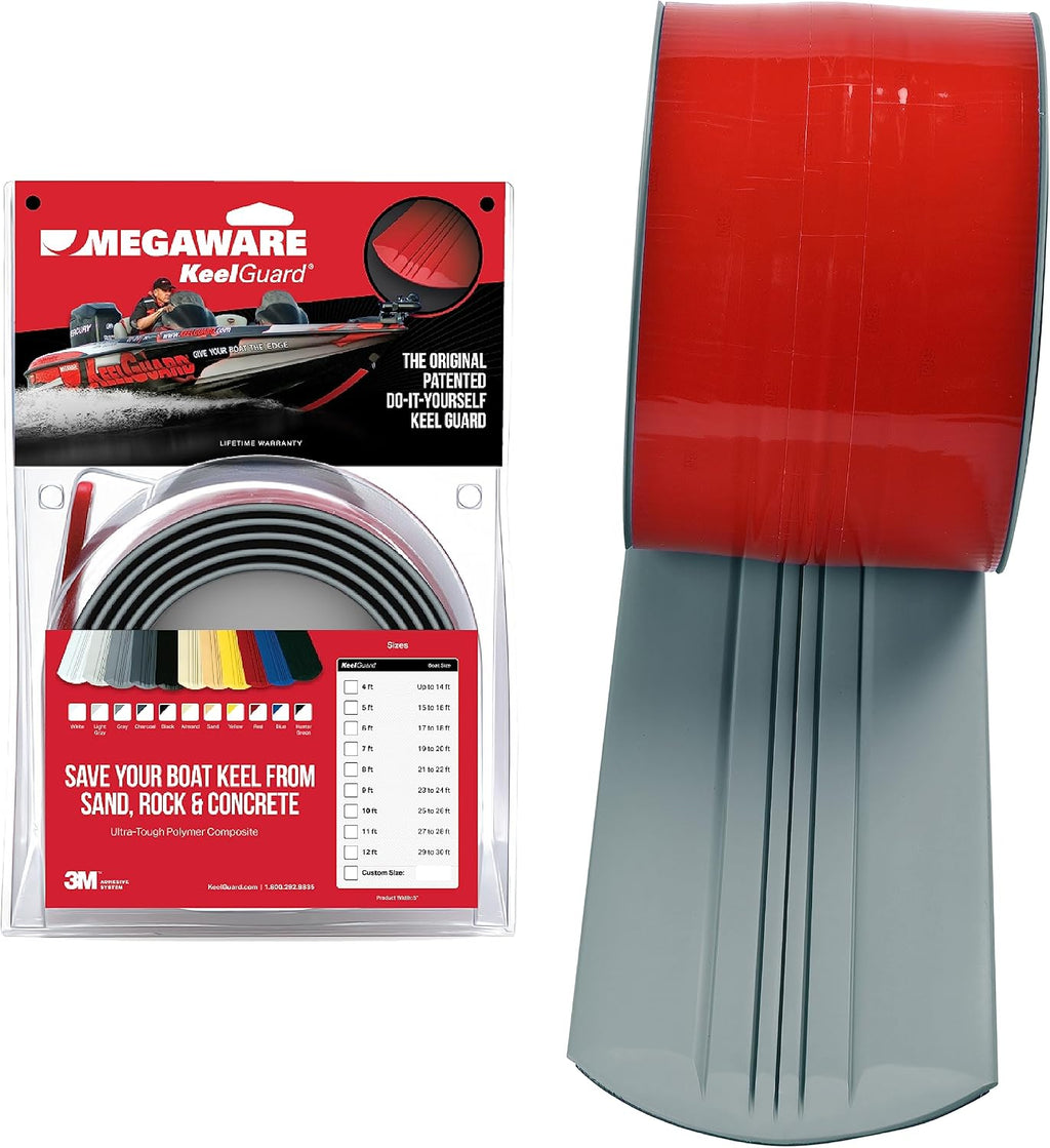 MEGAWARE KEELGUARD USA-Made, Original DIY Keel Guard, 5-Inch Wide, 4-12ft Sizes, 11 Colors, Complete Install Kit with Primer, Hull Protector, for Fiberglass and Some Aluminum Boats, Marine-Grade