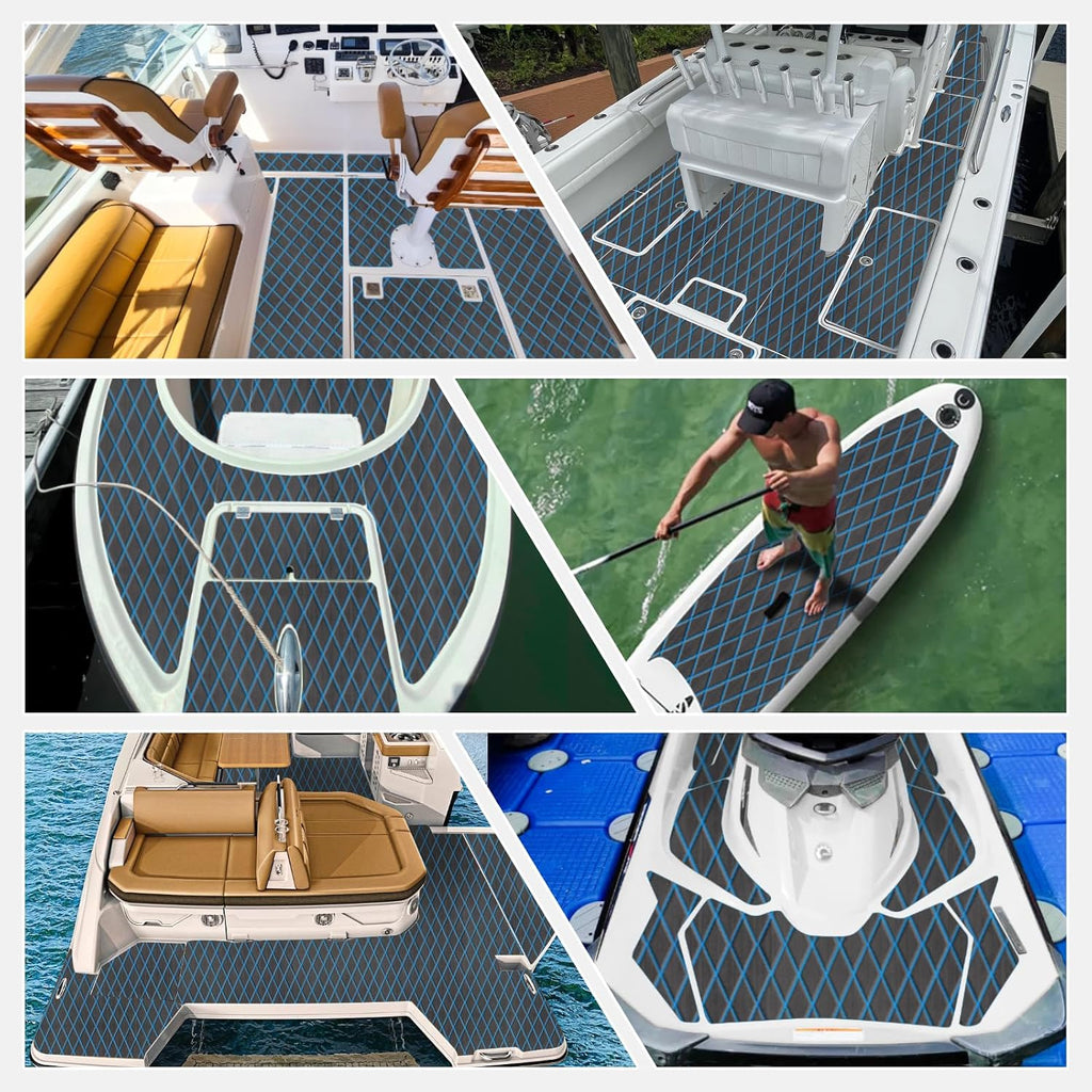 Boat Flooring EVA Foam Boat Decking Sea Deck Boat Flooring Self-Adhesive Faux Teak Marine Boat Decking Non-Slip Mat for Boat Deck Yacht Motorboat Fishing Boat Surfboard Kayak 94x44/28/16