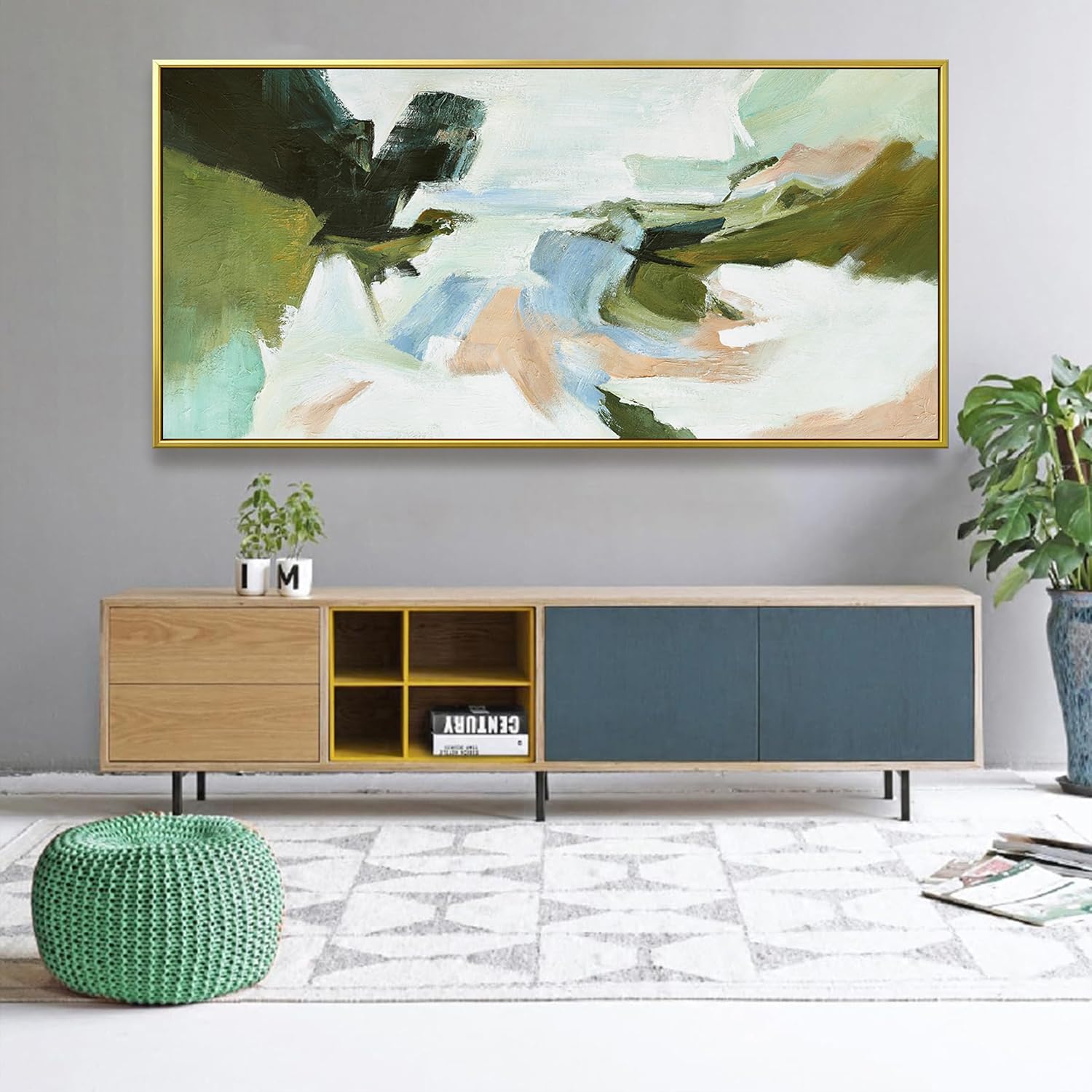 Suconvng Large Gold Framed Wall Art Abstract Colorful Wall Art Living Room Canvas Art Wall Decor Office Abstract Wall Decor Multicolor For Bedroom Kitchen Home Artwork 29x58 Inch