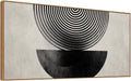 Abstract Geometric Wall Art, Black and White Concentric Circles Design, Modern Minimalist Neutral Framed Canvas Print Artwork Home Decor for Bedroom Living room 30 x 58 inch