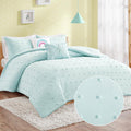 Intelligent Design Kids Callie Cotton Jacquard Weave Colorful Pom Pom Kids Comforter sets, Down Alternative Shabby Chic All Season Girls Bedding, Bedroom Decor, Twin/Twin XL, Aqua 4 Piece