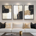 Framed Black and White Abstract Wall Art for Living Room, Large Gold 3 Piece Modern Canvas Prints Artwork for Walls, Black White and Gold Minimalist Paintings for Hallway Office Wall Decor, 24x36 Inch