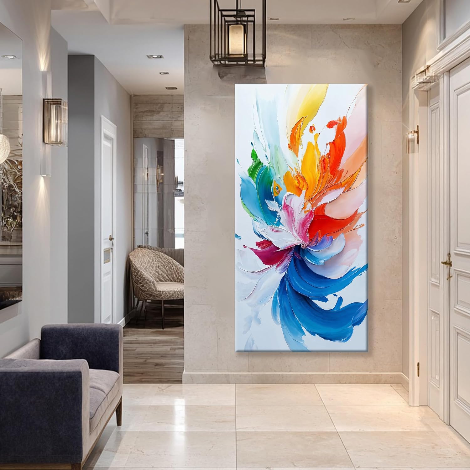 TAIJXAGSG Large Canvas Art Wall Decor Prints Colorful Abstract Wall Art For Living Room Blue Abstract Art Artwork Painting Picture For Bedroom Hotel Office Home Aesthetic Wall Decor 29 X 58 In