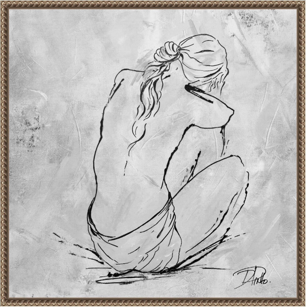 Amanti Art Framed Canvas Wall Art 22x22 Nude Sketch I by Patricia Pinto, Framed Wall Art Canvas, Abstract Artwork, Traditional Decor, Medium Poster Painting for Living Room, Bedroom, Bathroom,