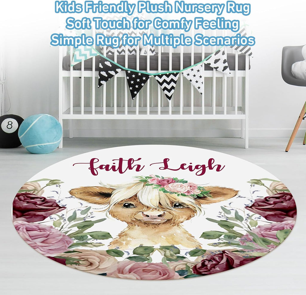 Dyoart Personalized Crib Bedding Set - 5 Piece Custom Baby Crib Set with Name, Double Layer Nursery Bedding Set for Girls, Highland Cow Baby Bedding Set, Gift for Toddler Infant New Parents