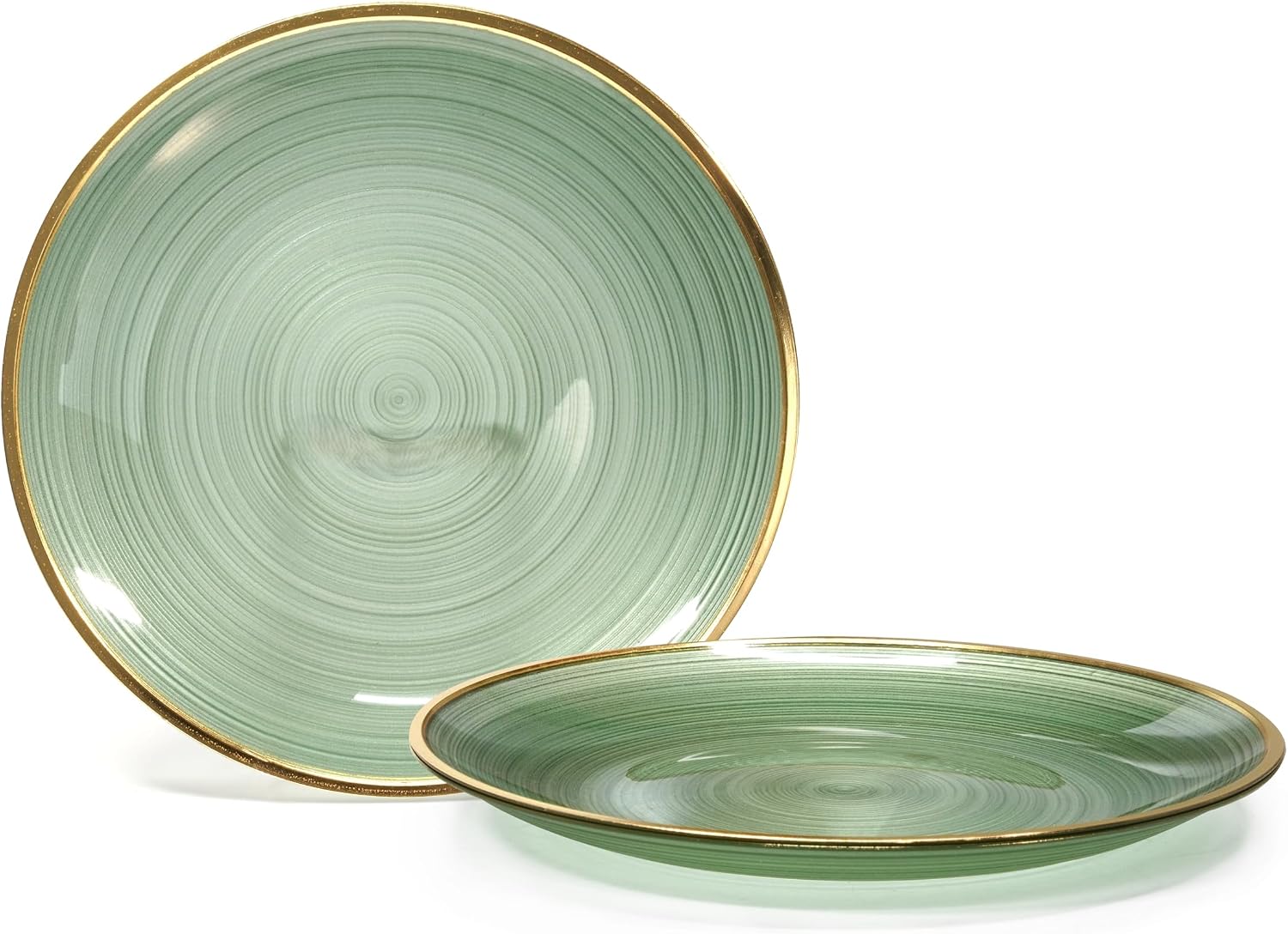 ' OCCASIONS ' 640pcs set (80 Guests)-Wedding Party Disposable Plastic Plate Set -80 x 10'' + 80 x 7'' + Silverware + Cups + Napkins (Belize in Green & Gold)