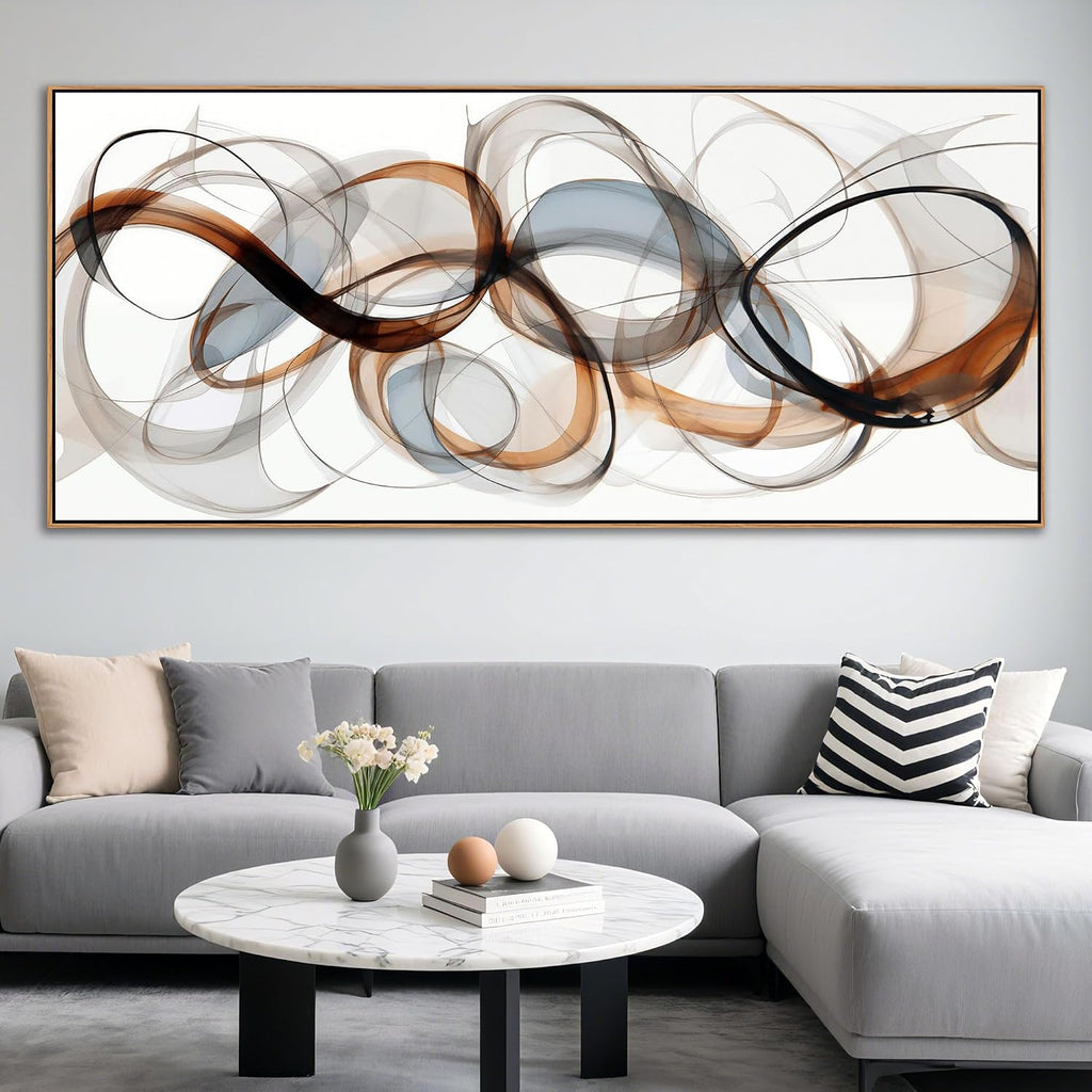 Large Abstract Framed Canvas Wall Art for Living Room, Bedroom, Office - Textured Brown Modern Artwork for Walls - Minimalist Home and dining room Decor Wood decorations