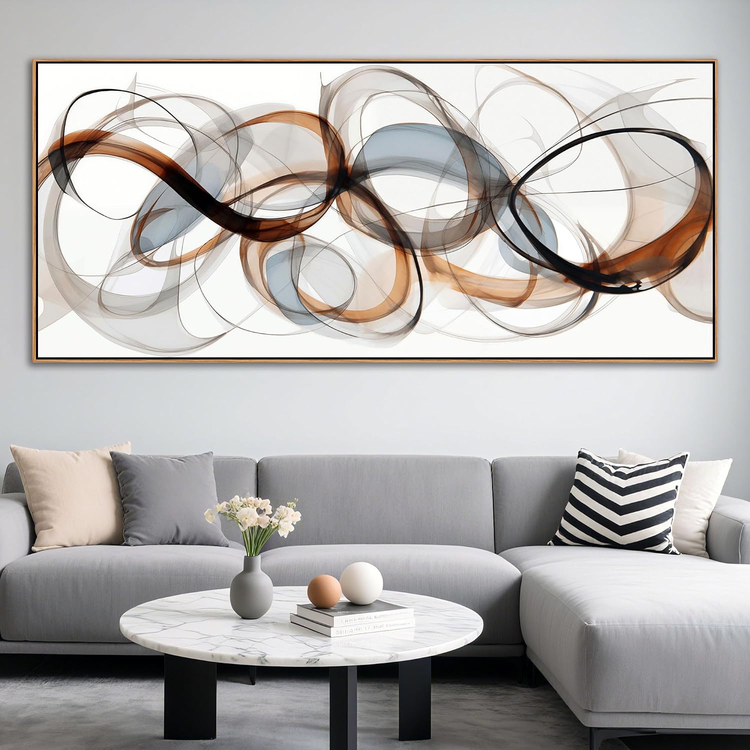 Large Abstract Framed Canvas Wall Art for Living Room, Bedroom, Office - Textured Brown Modern Artwork for Walls - Minimalist Home and dining room Decor Wood decorations