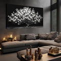 JuhaiArt Tree Painting Canvas Bedroom Black Poster Floral Wall Decor White Rose Wall Picture for Living Room Home Office 29'x 59'