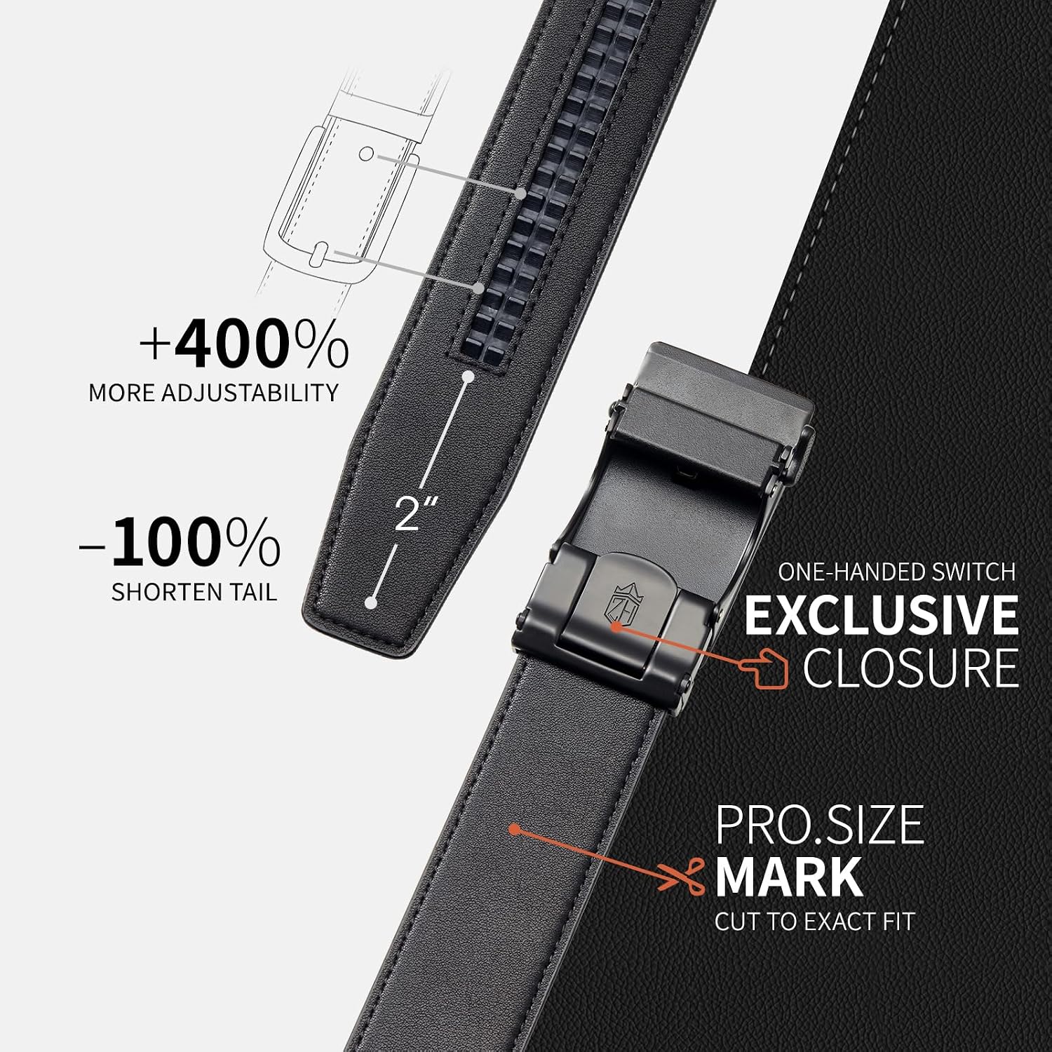 Genuine Leather Ratchet Belt for Men: Classic, Dress, Casual, Trim-to-Fit, Gift Box.