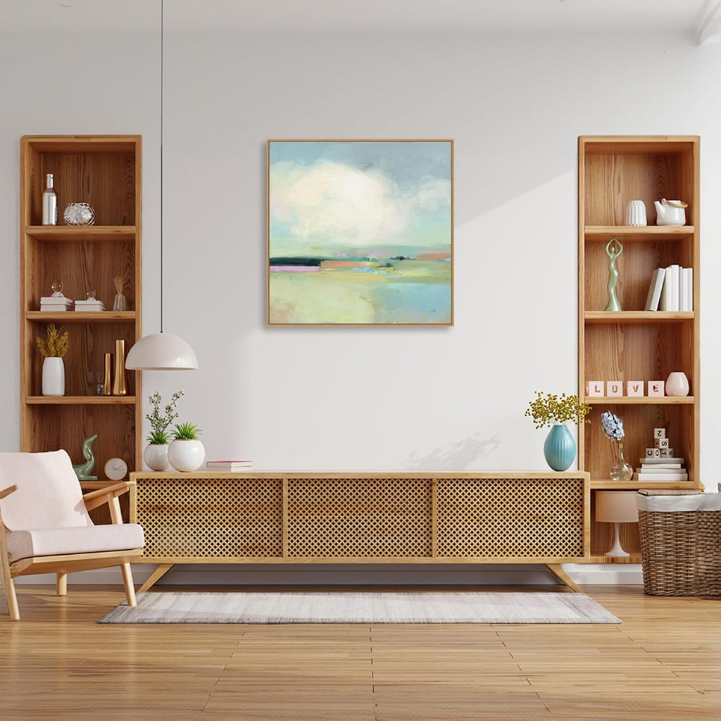 Amanti Art Framed Canvas Wall Art 30x30 Colorful Landscape by Julia Purinton, Framed Wall Art Canvas, Abstract Artwork, Modern Contemporary Decor, Large Poster Painting for Living Room, Bedroom
