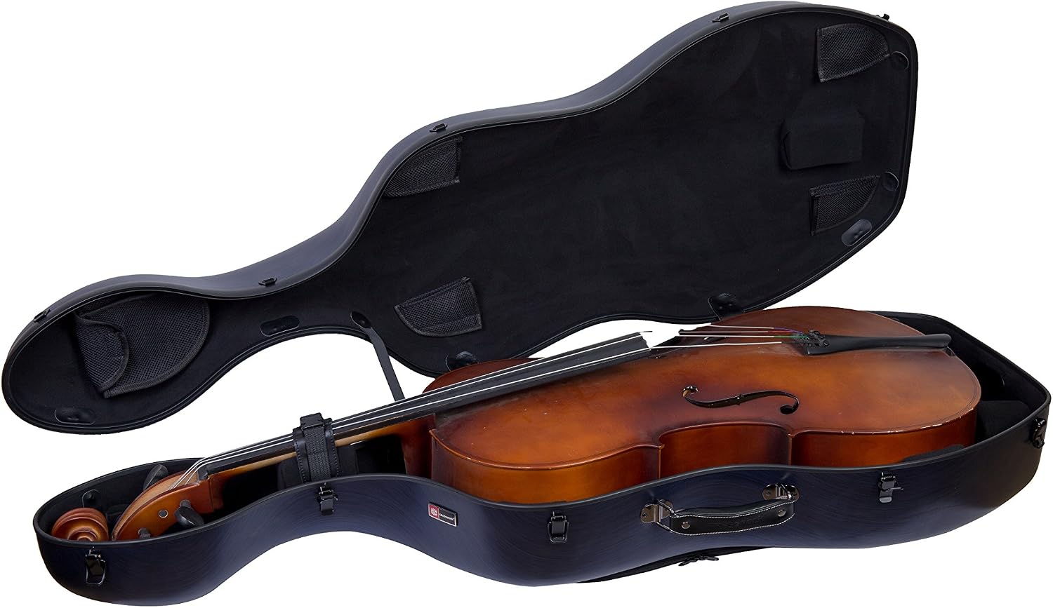 Crossrock Poly Carbon 4/4 Cello Case | Matte Black with Wheels & Music Pouch – Lightweight Hard Shell for Daily Commute & Student Orchestra