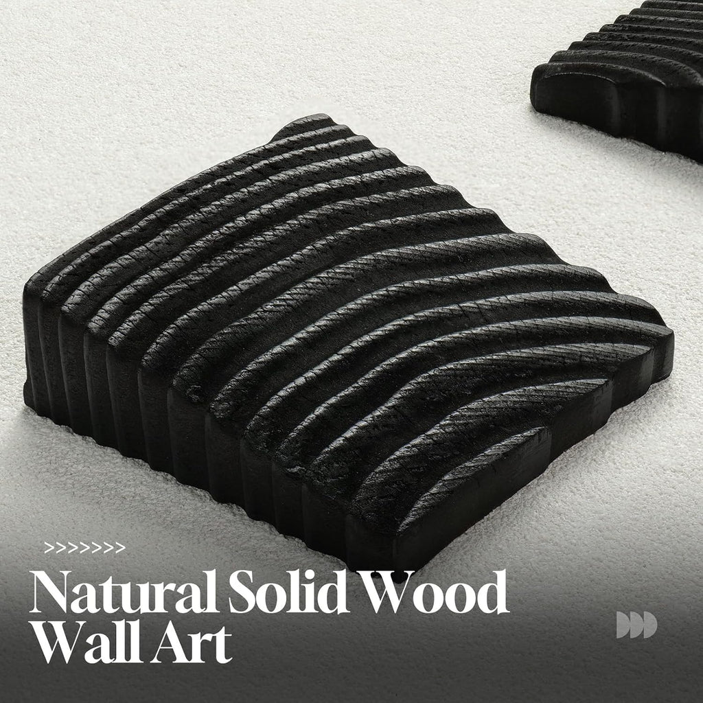 Cuspin Large 3D Wood Wall Art for Living Room, Minimalist Black and White Wooden Blocks Artwork for Walls, Modern Textured Paintings Wall Decor for Bedroom Dining Room Office Hallways
