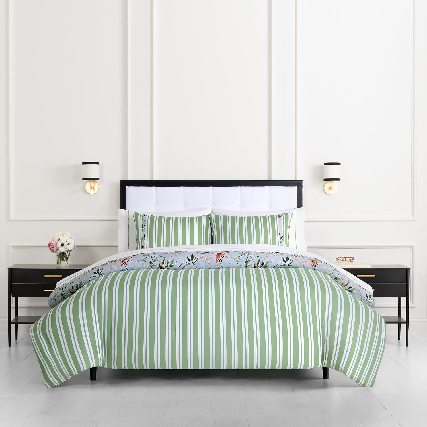 kate spade new york Bird Garden King Comforter Set, 300 Thread Count Cotton Reversible Cover, All Season 3 Piece Bedding, Machine Washable, Floral Multicolor