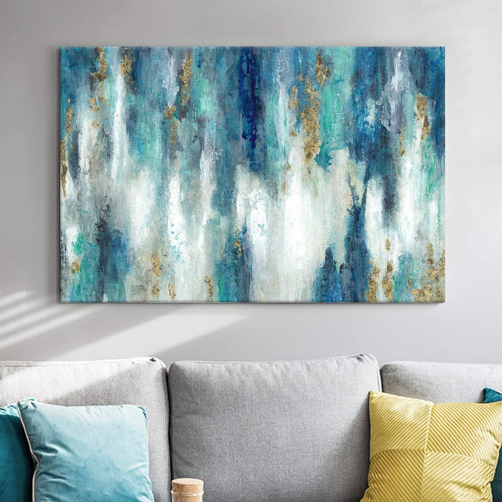 Blue And Gold Wall Decor Set Abstract Canvas Wall Art Decor Colorful Oil Painting Artwork Picture For Bedroom Living Room Bathroom Decorations Aesthetic (45'' x 30'' x 1 Panel)