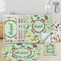Custom Baby Crib Bedding Set - 5 Piece Nursery Crib Set Woodland Animals Design - Personalized Name Blanket with Dotted Backing, Crib Sheet, Changing Pad Cover, Pillow Cover, Rug for Newborns Color03
