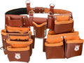 Leather Tool Belt with Adjustable Hook Premium Heavy Duty Tool Belts for Men and woman with 22 Multi-Purpose Pocket Tool Pouch (Maroon, Standard)