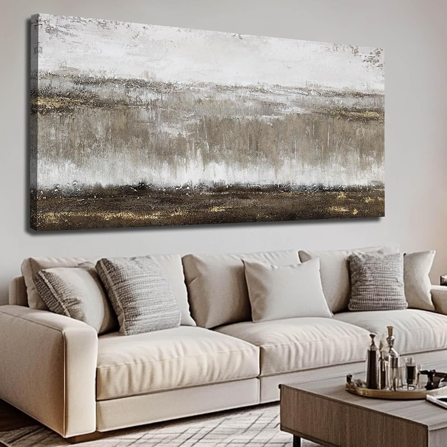 Artexist Canvas Wall Art - Abstract Wall Decor for Living Room - Grey Pictures Black and White Artwork for Walls Posters Aesthetic Office Home Bederoom Decorations 29x58 in
