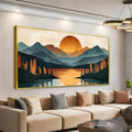 Colorful Mountain Boho Wall Art For Living Room Large Gold Framed Wall Art Canvas Art Wall Decor For Office Modern Bedroom Forest River Landscape Pictures Paintings Artwork 29 X 58 In