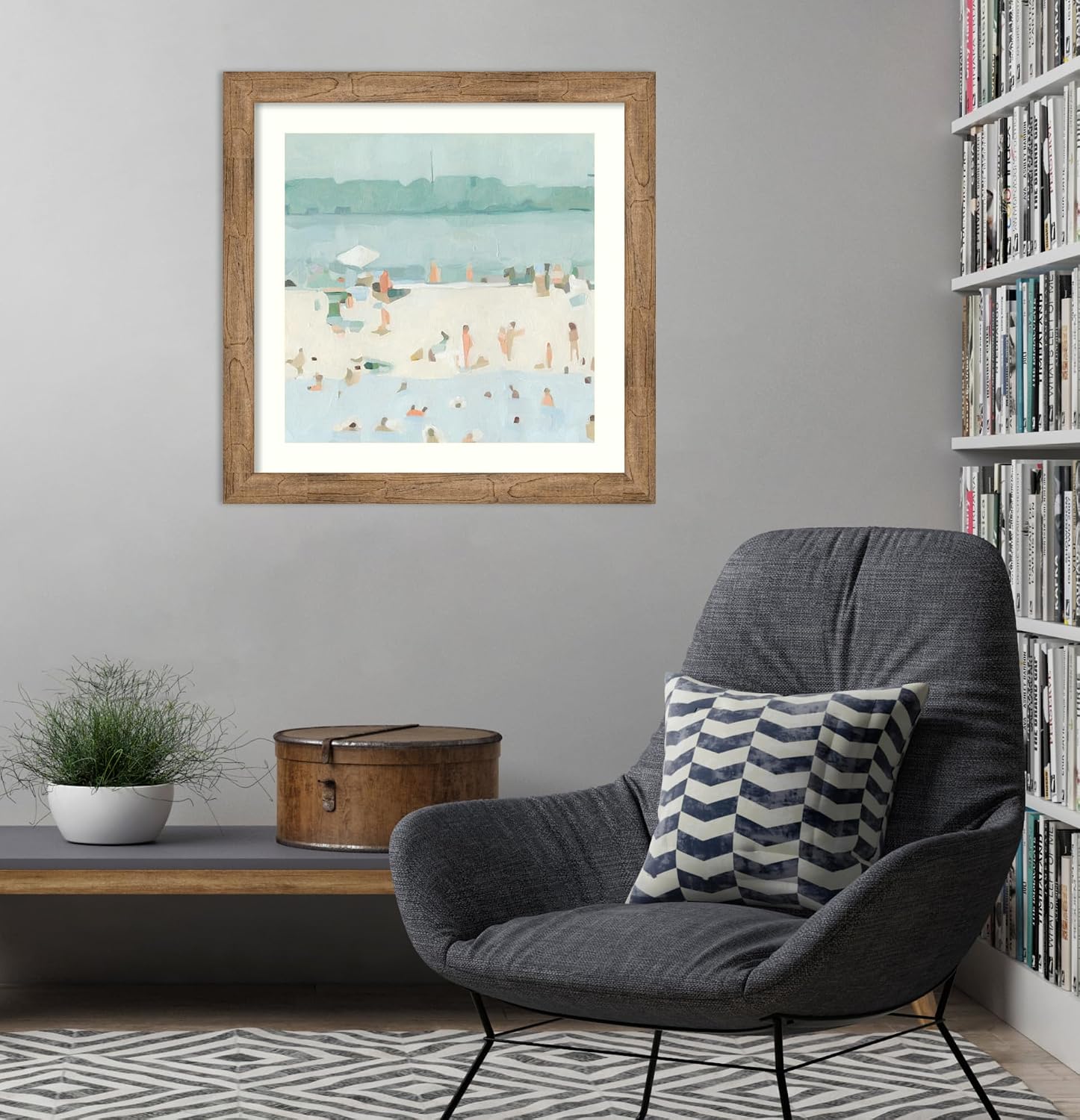 Amanti Art Framed Wall Art Print 28x28 Sea Glass Sandbar I by Emma Scarvey, Abstract Wall Art, Coastal Decor, Medium Poster Painting Artwork for Living Room, Bedroom, Bathroom, Kitchen, Office or