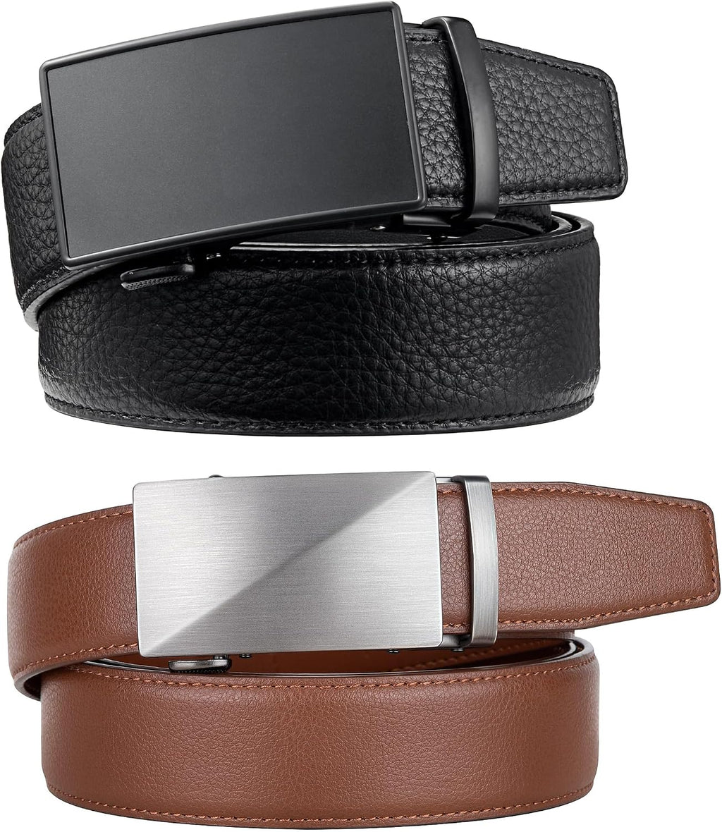 Genuine Leather Ratchet Belt for Men: Classic, Dress, Casual, Trim-to-Fit, Gift Box.