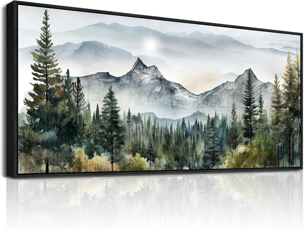 Wapluam Canvas Wall Art For Living Room, Large Framed Wall Decor For Bedroom Modern Office Wall Decorations Forest Landscape Paintings Farmhouse Mountain Pictures Artwork Room Home Aesthetic 32x72