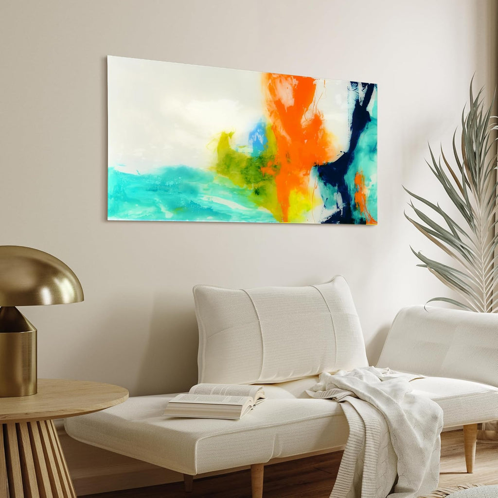 Empire Art Direct TMP-108453-2448 Tidal Abstract 1 Frameless Free Floating Tempered Glass Panel Graphic Wall Art, 48' x 24' x 0.2', Ready to Hang