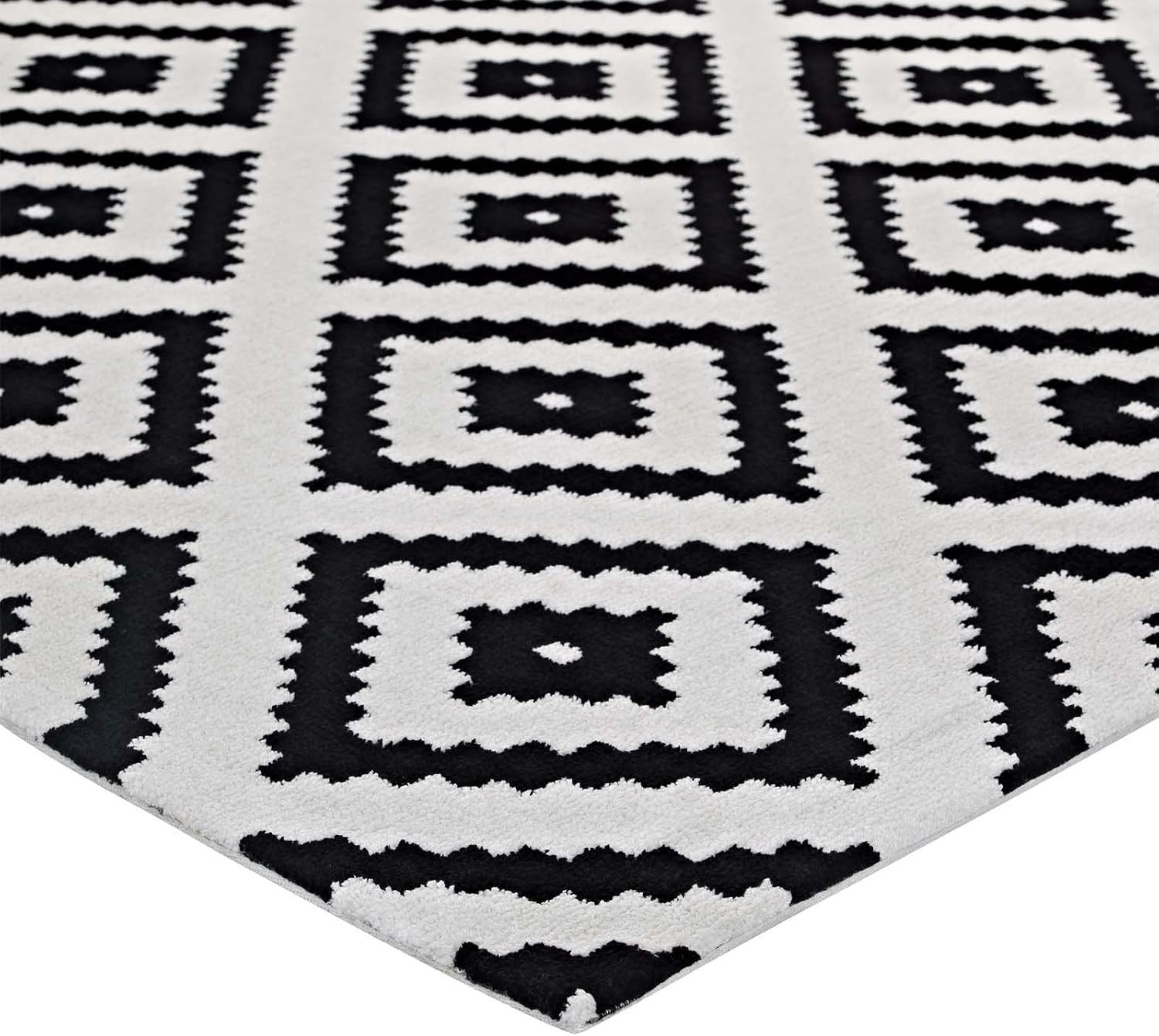 Modern Contemporary Urban Living Lounge Room Area Rug Runner Floor Carpet, Fabric, Multi White Black