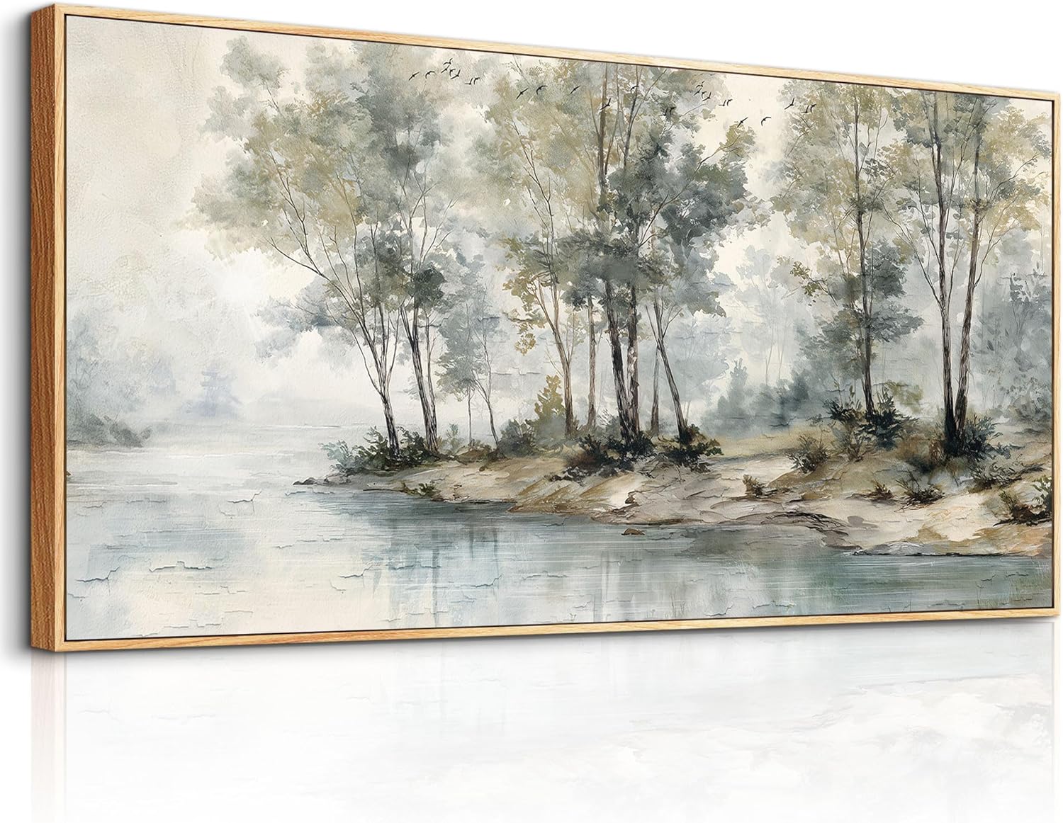 Wapluam Tree Of Life Wall Art Large Painting Modern Abstract Canvas Art Landscape Panoramic Picture Nature Artwork Framed For Living Room Bedroom Fireplace Dinning Room Home Office Wall Decor 48'X24'