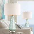 360 Lighting Julia 26 3/8' Tall Modern Coastal Table Lamps Set of 2 Seafoam Green Glass Living Room Bedroom Bedside Nightstand House Office Home Reading Kitchen Entryway Off-White Shade