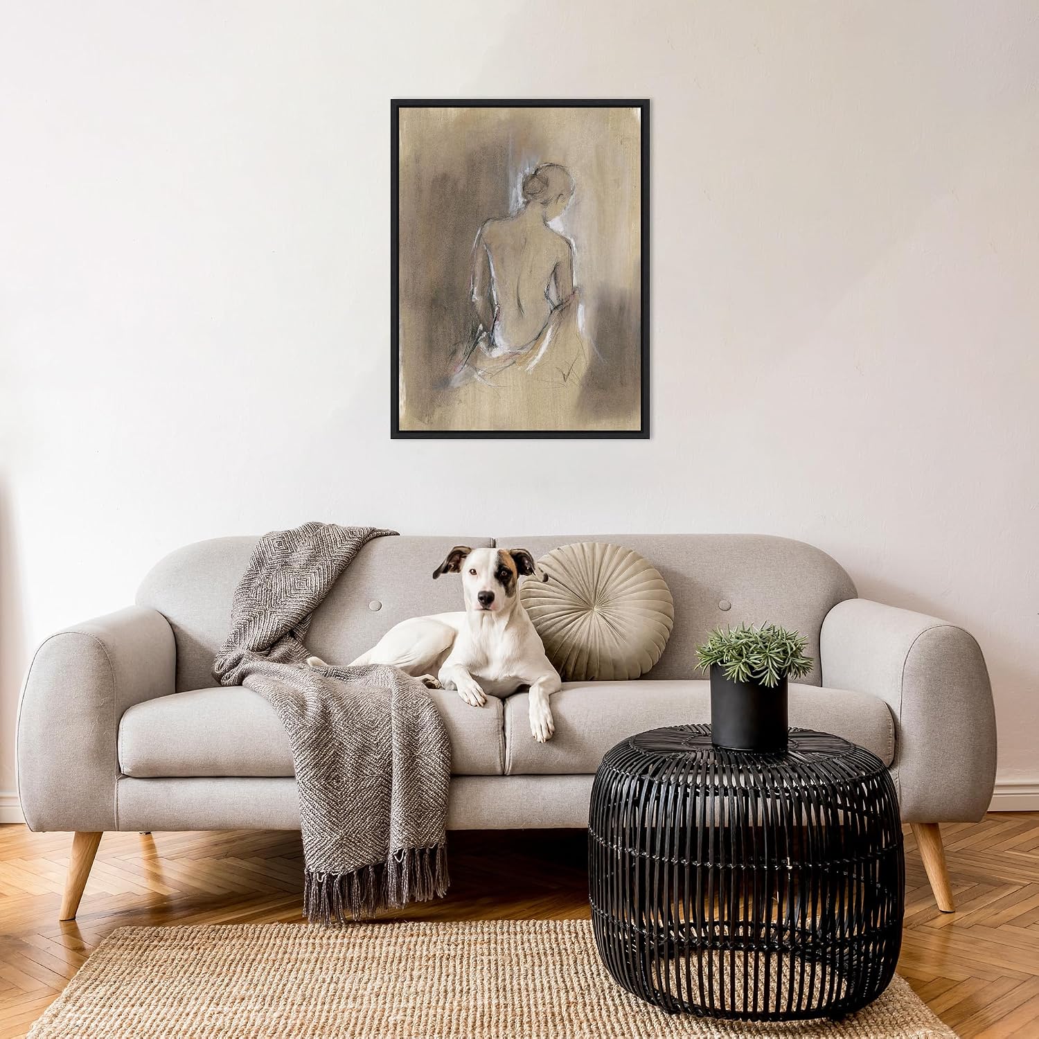 Amanti Art Framed Canvas Wall Art 30x23 Embellished Contemporary Figure II by Ethan Harper, Framed Wall Art Canvas, People Artwork, Modern Decor, Large Poster Painting for Living Room, Bedroom,