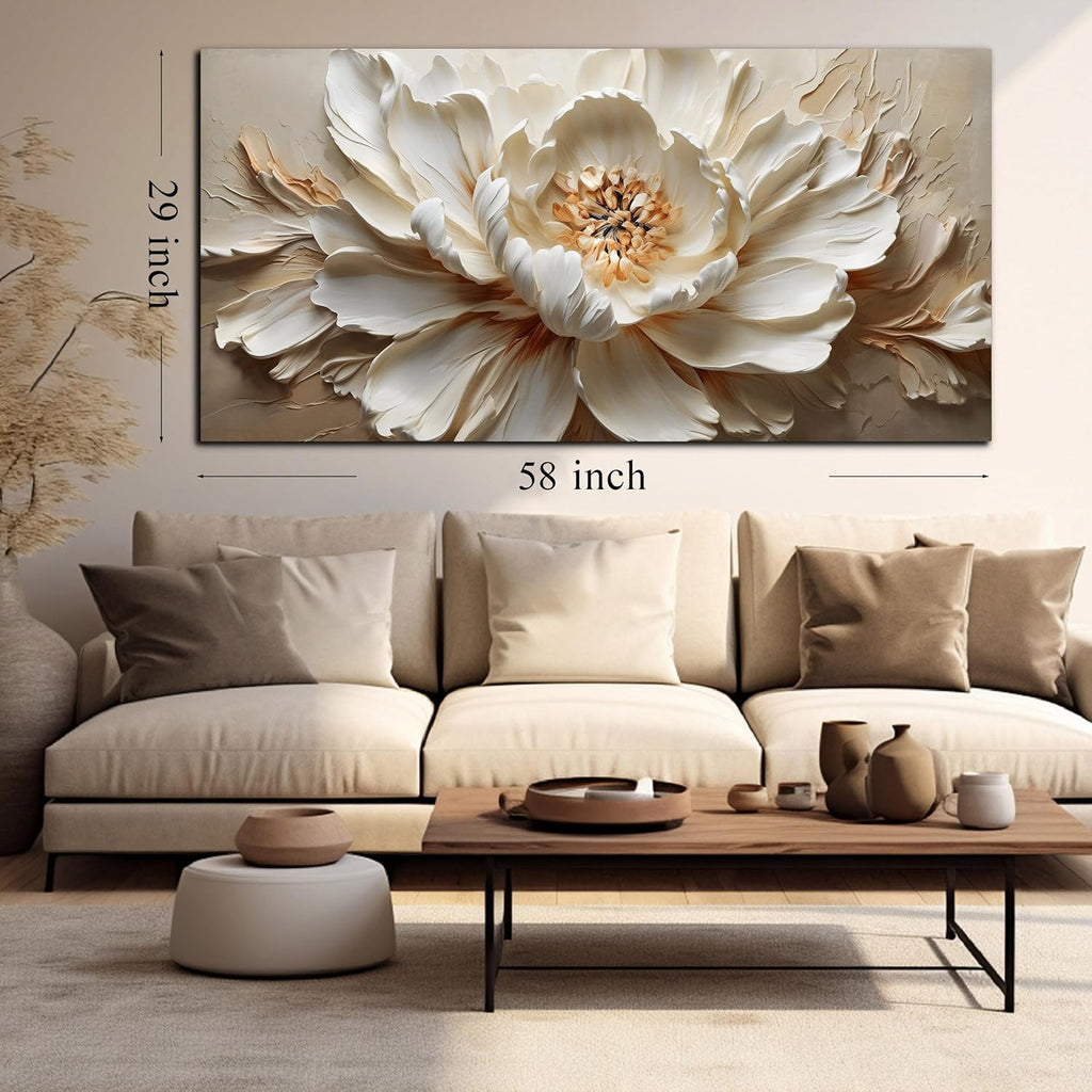 Flower Pictures Wall Decor for Living Room White and Brown Canvas Wall Art Decor Large Bedroom Decor for Teen Girls 29 x 58 Inch