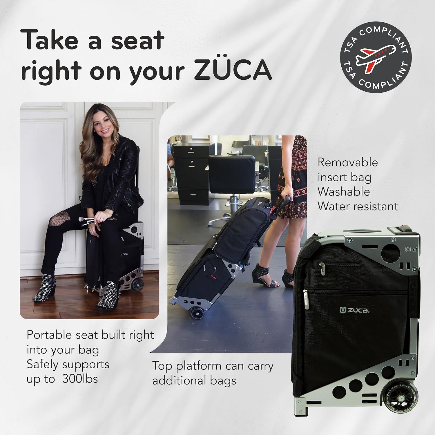 ZUCA Travel Cases for Artists & Professionals - Makeup Case with 4 Vinyl Utility Pouches, Travel Cover, 41' Telescoping Handle, Rolling Wheels & Sturdy Aluminum Frame for Makeup Artists and Creatives
